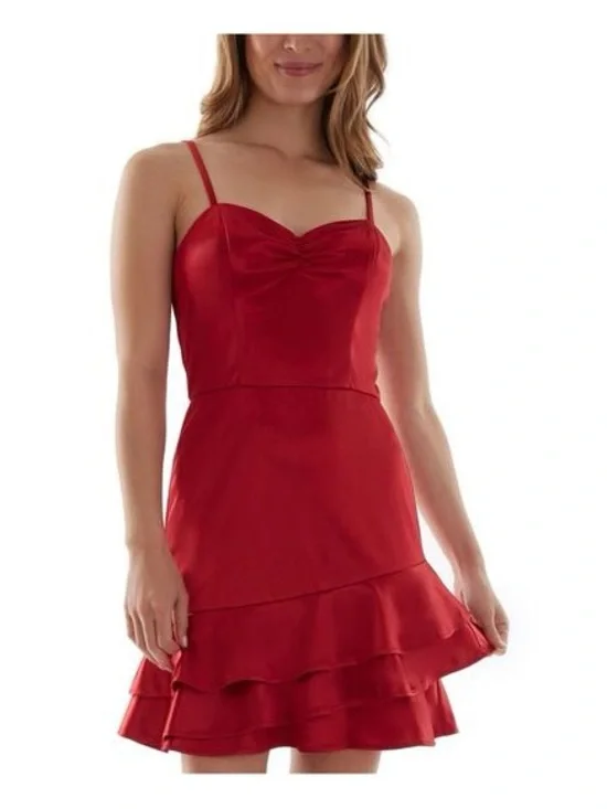 NWT BCX Dress Macy's Red Silk Satin Valentines Day Christmas Party Dress - Picture 1 of 8